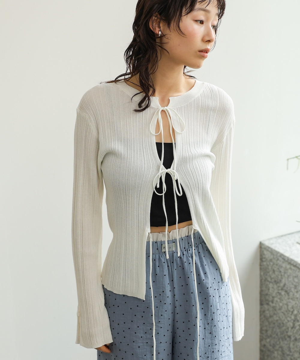 前後2WAYリボン付ニットカーディガン