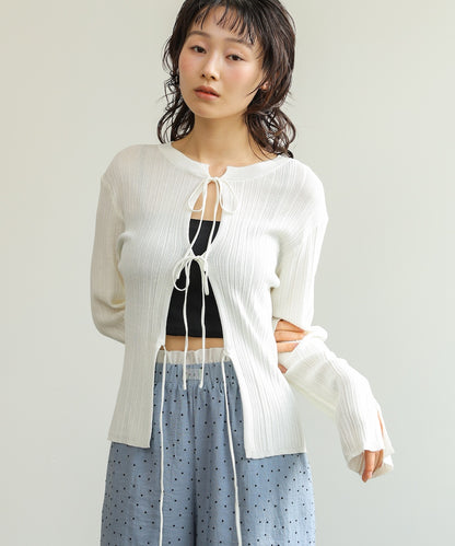 前後2WAYリボン付ニットカーディガン