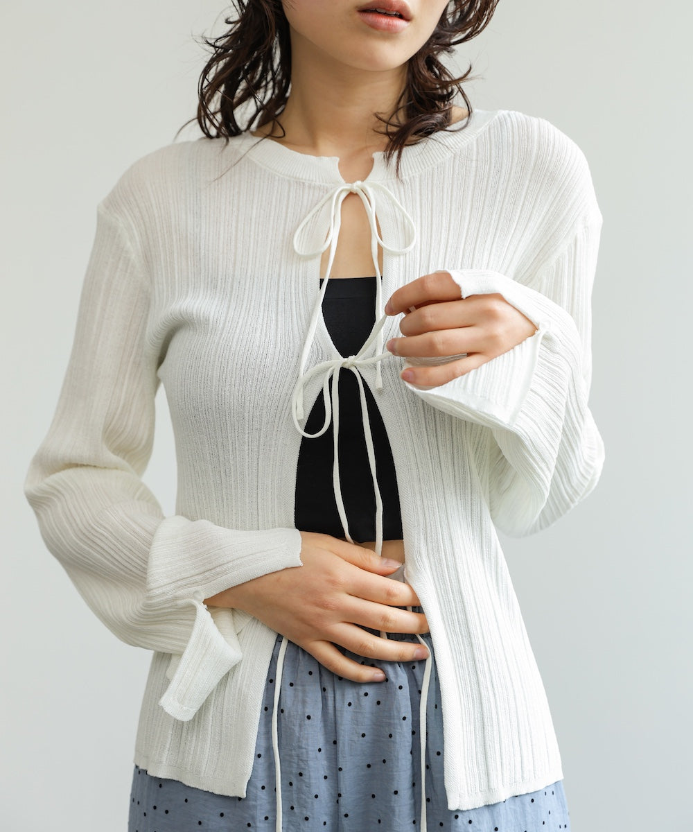 前後2WAYリボン付ニットカーディガン