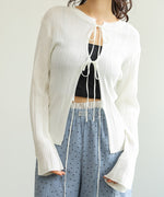 前後2WAYリボン付ニットカーディガン