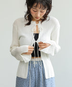 前後2WAYリボン付ニットカーディガン