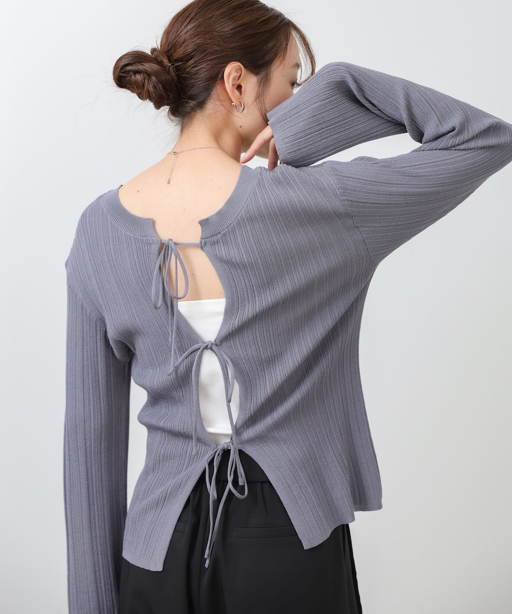 前後2WAYリボン付ニットカーディガン