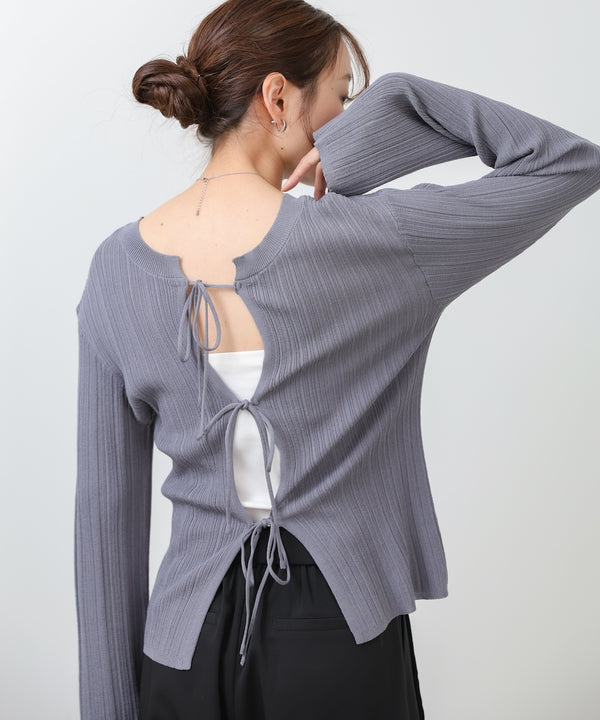 前後2WAYリボン付ニットカーディガン