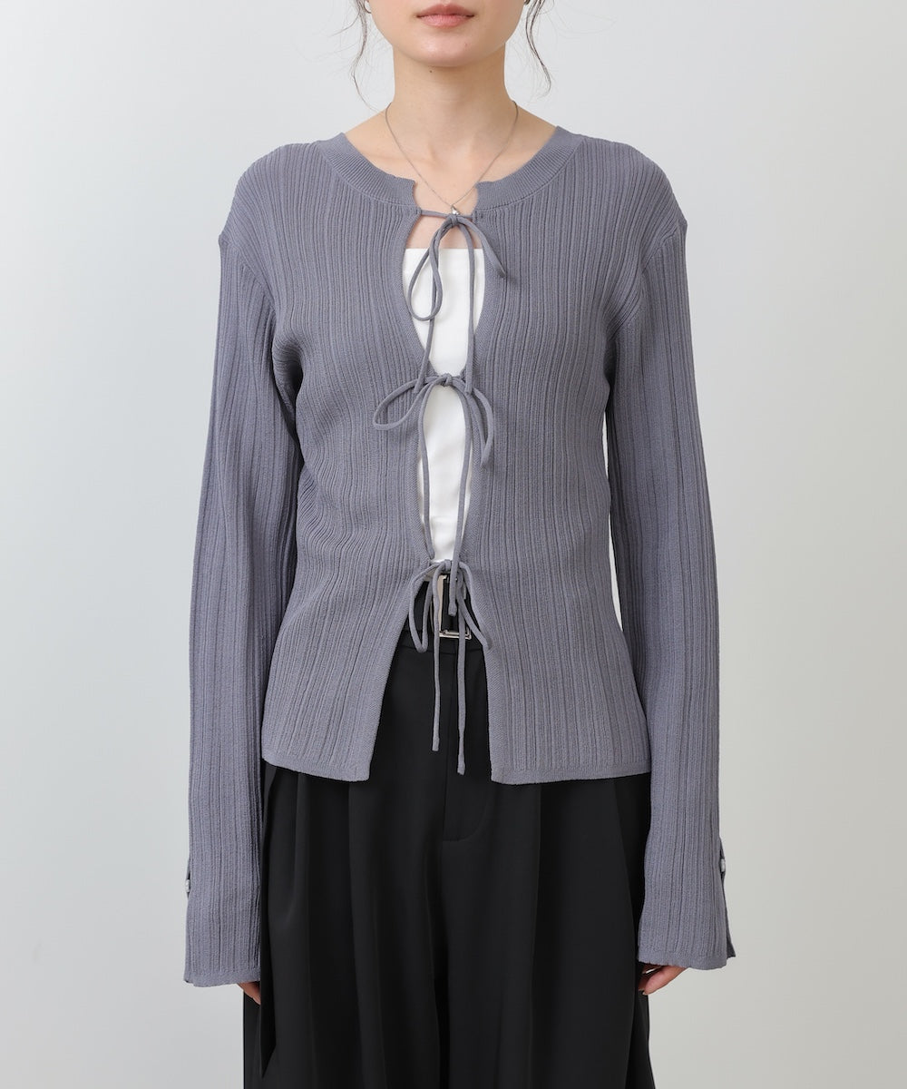 前後2WAYリボン付ニットカーディガン