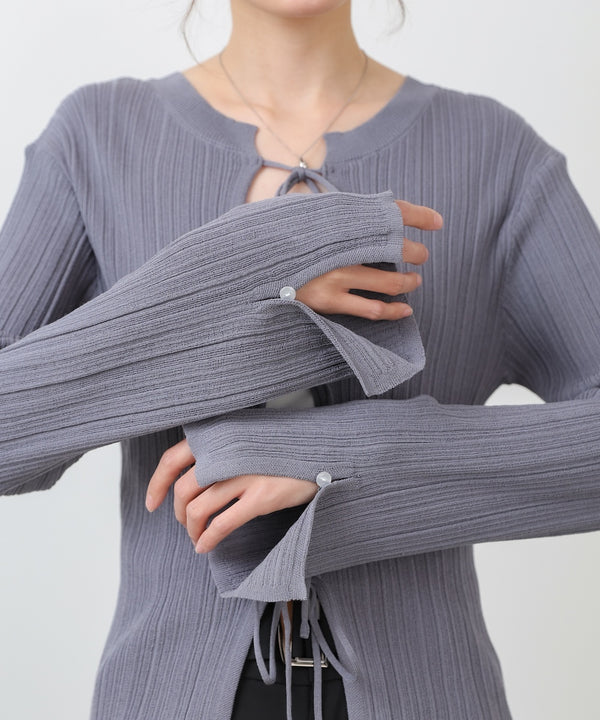 前後2WAYリボン付ニットカーディガン
