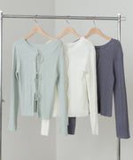 前後2WAYリボン付ニットカーディガン