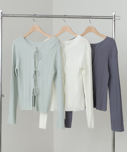 前後2WAYリボン付ニットカーディガン