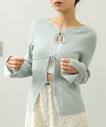 前後2WAYリボン付ニットカーディガン