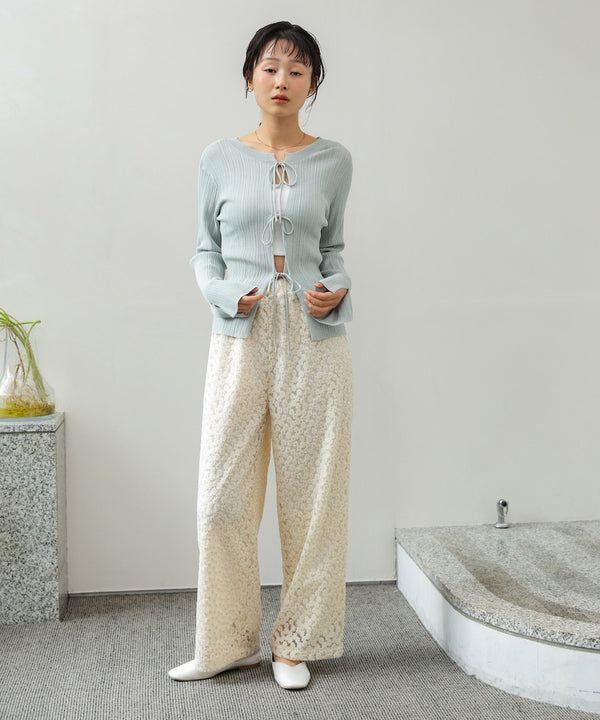 前後2WAYリボン付ニットカーディガン