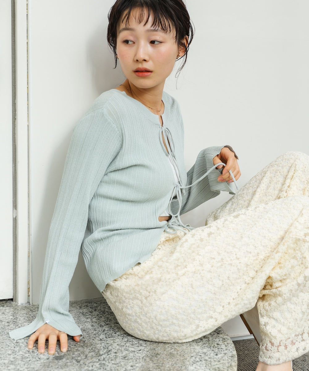 前後2WAYリボン付ニットカーディガン