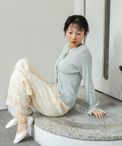 前後2WAYリボン付ニットカーディガン