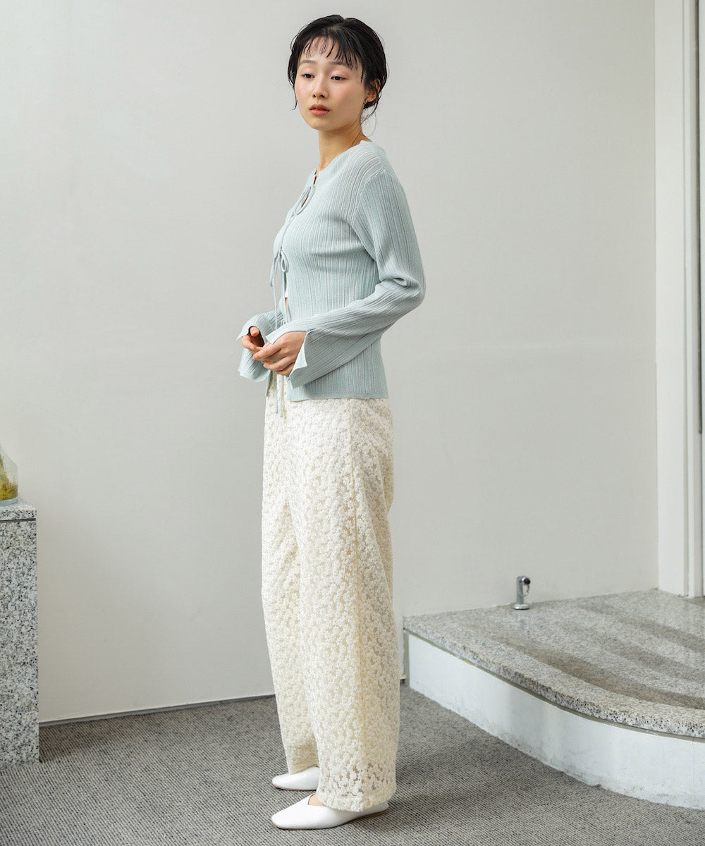 前後2WAYリボン付ニットカーディガン