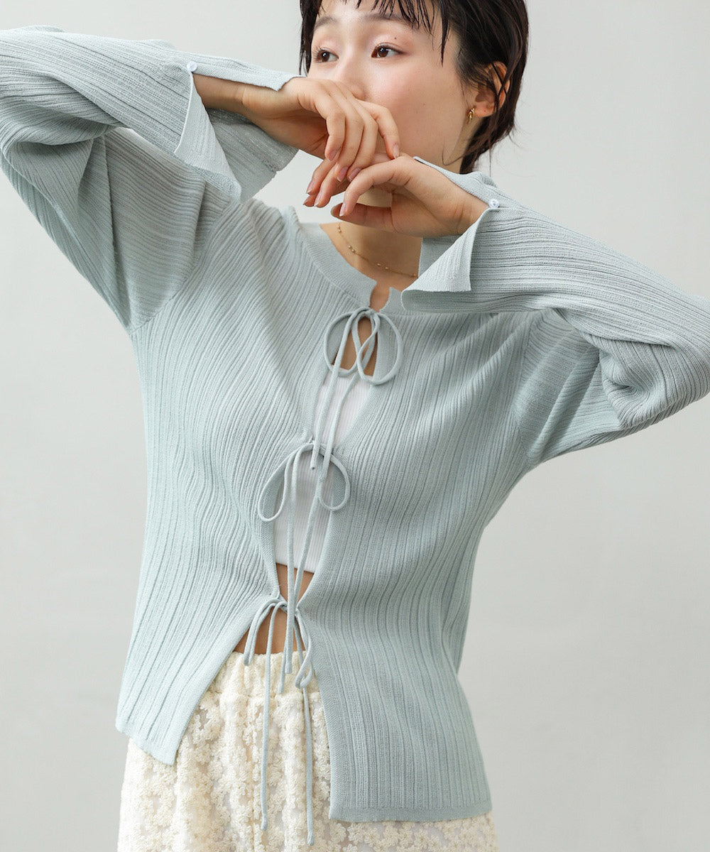 前後2WAYリボン付ニットカーディガン