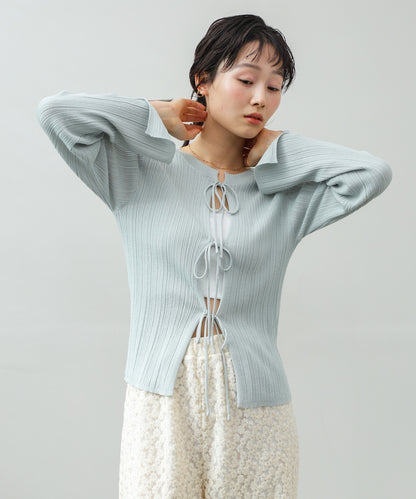 前後2WAYリボン付ニットカーディガン