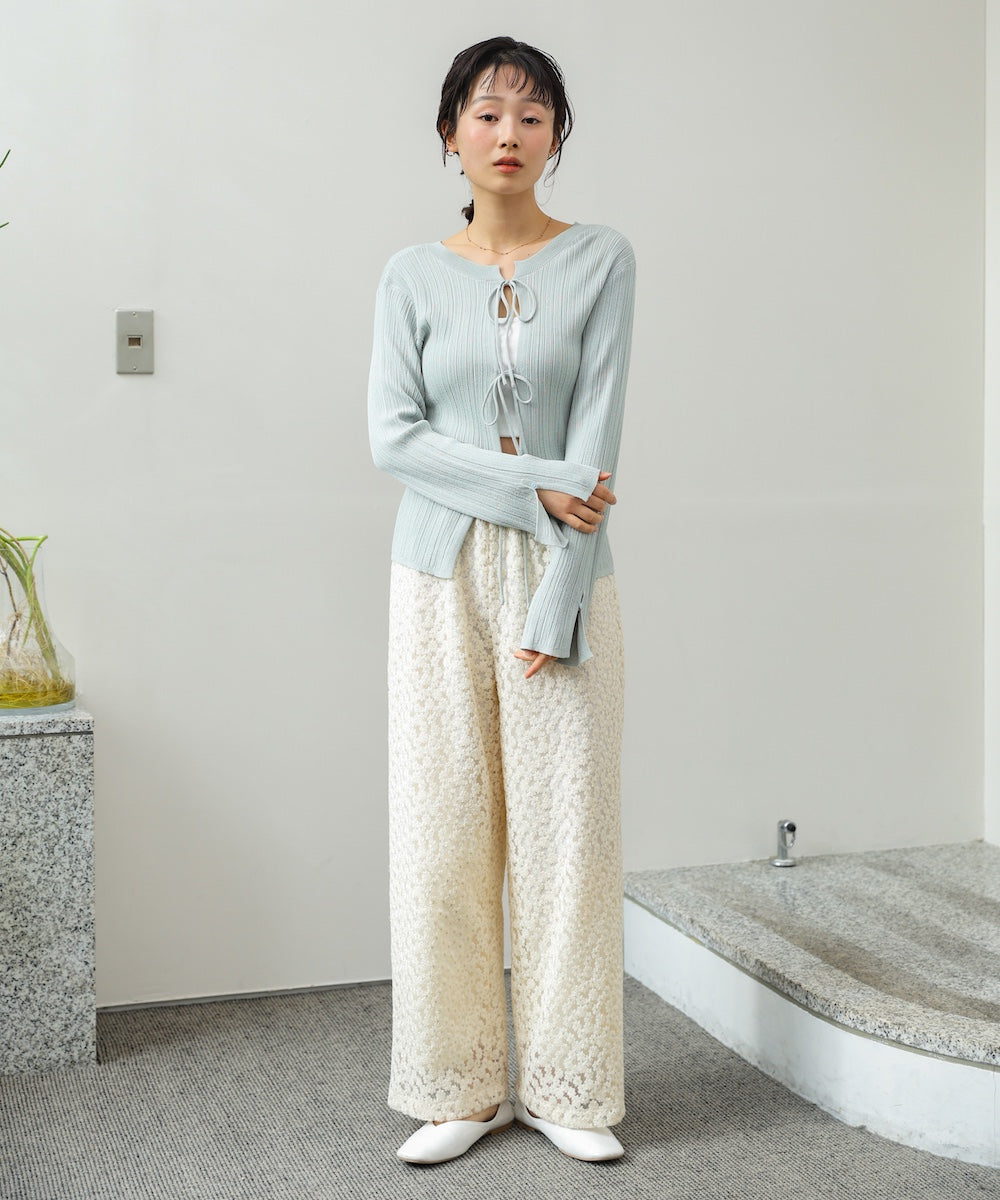 前後2WAYリボン付ニットカーディガン