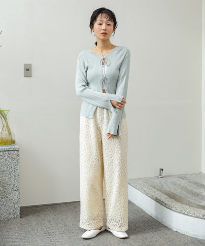 前後2WAYリボン付ニットカーディガン