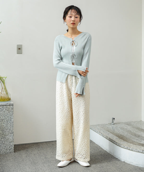 前後2WAYリボン付ニットカーディガン