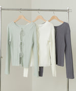 前後2WAYリボン付ニットカーディガン