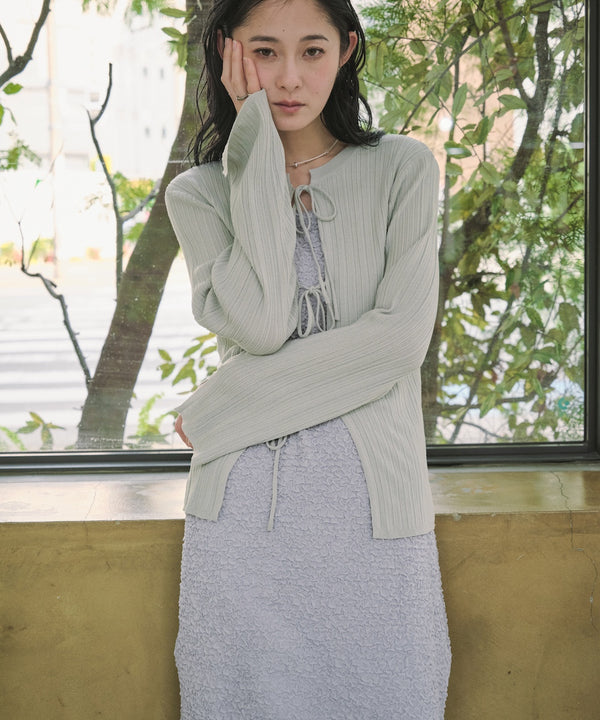 前後2WAYリボン付ニットカーディガン