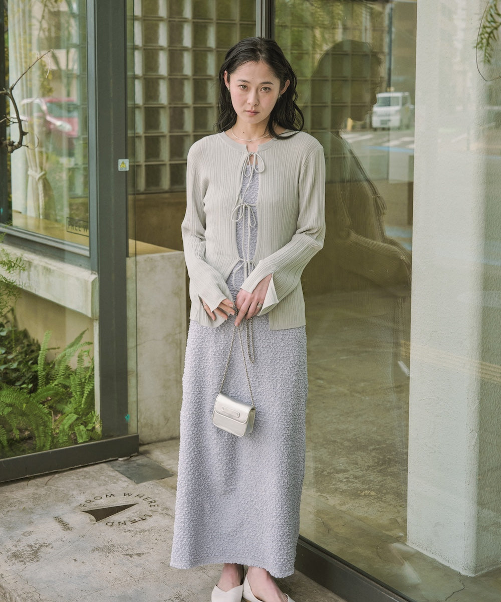 前後2WAYリボン付ニットカーディガン