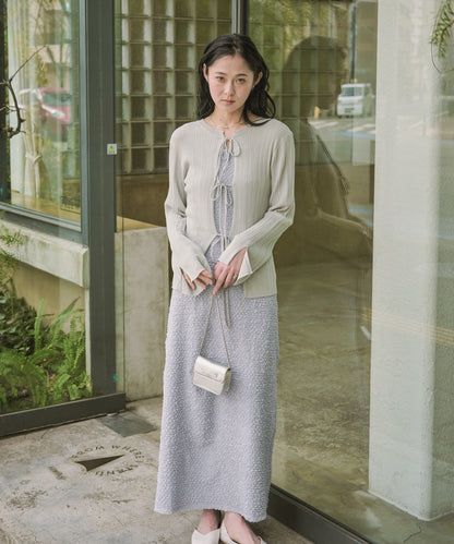 前後2WAYリボン付ニットカーディガン