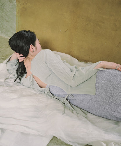 前後2WAYリボン付ニットカーディガン