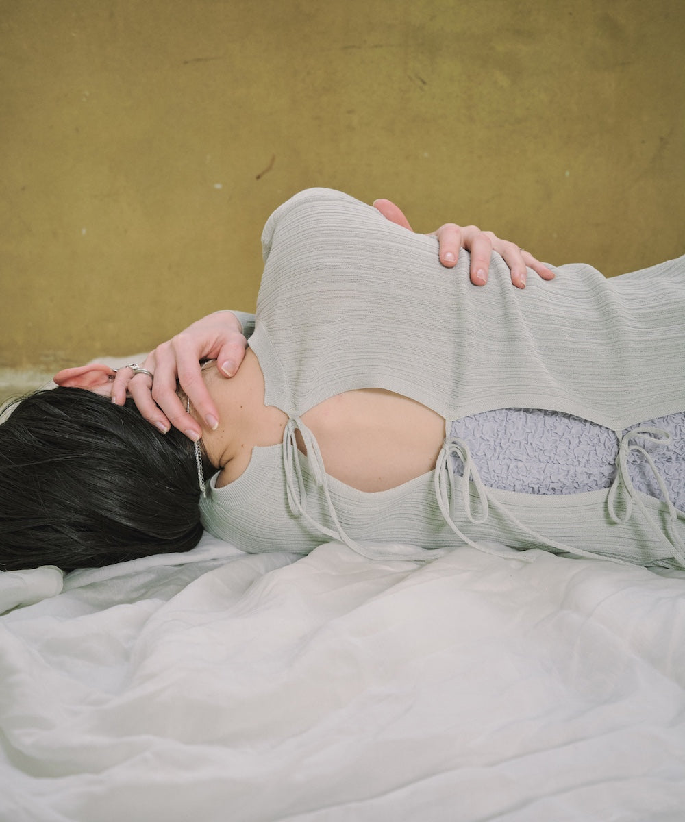 前後2WAYリボン付ニットカーディガン