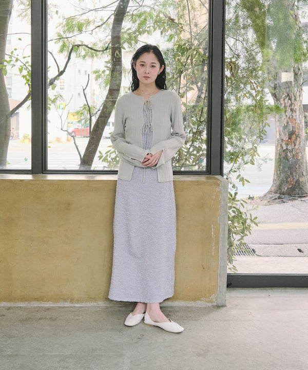 前後2WAYリボン付ニットカーディガン