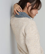 デニム切替ニットカーデ