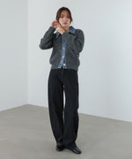 デニム切替ニットカーデ