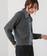 デニム切替ニットカーデ