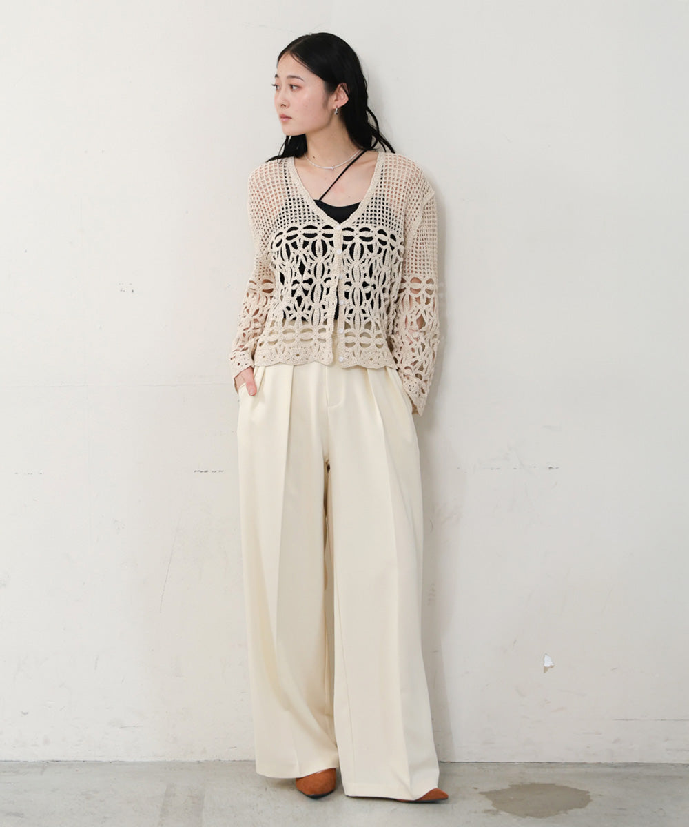 クロシェミックス編みカーディガン