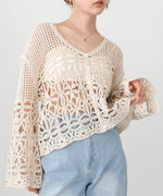 クロシェミックス編みカーディガン