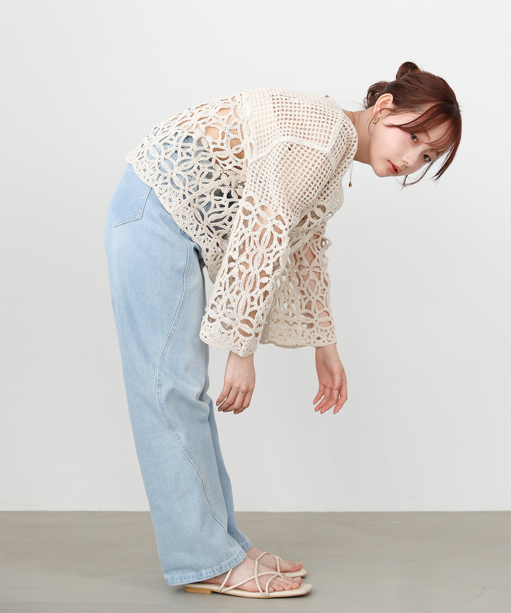 クロシェミックス編みカーディガン