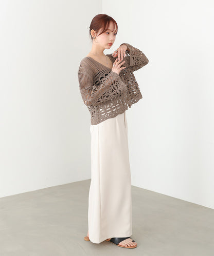 クロシェミックス編みカーディガン