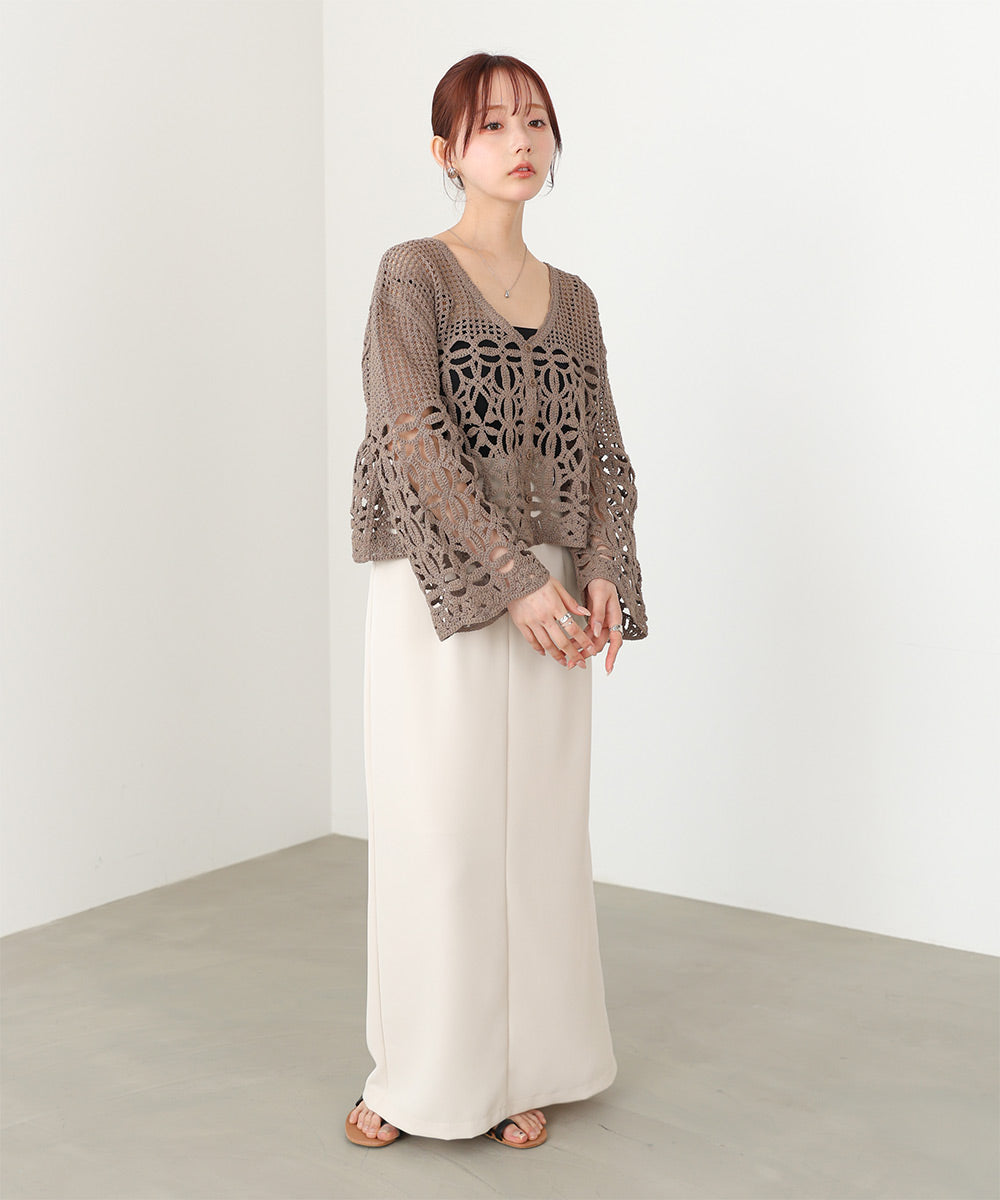 クロシェミックス編みカーディガン