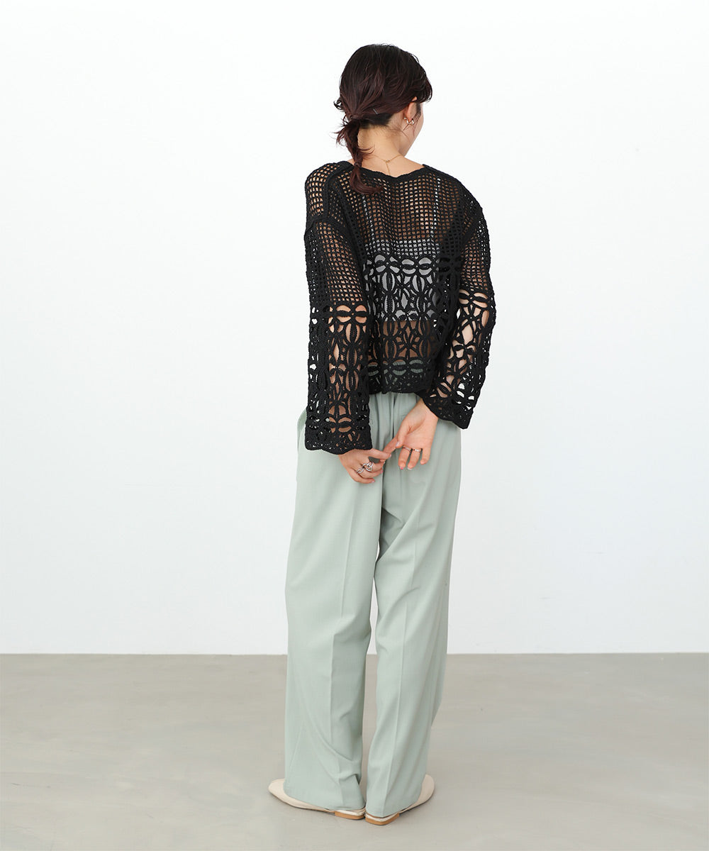 クロシェミックス編みカーディガン