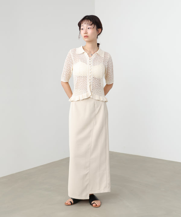 透かし編みニットカーディガン