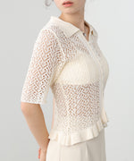 透かし編みニットカーディガン