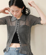 透かし編みニットカーディガン