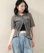 透かし編みニットカーディガン