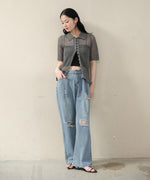 透かし編みニットカーディガン