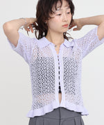 透かし編みニットカーディガン