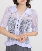 透かし編みニットカーディガン