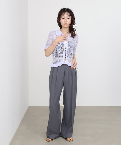 透かし編みニットカーディガン