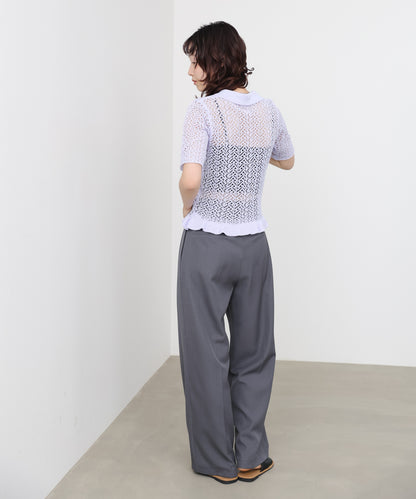 透かし編みニットカーディガン