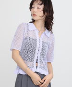 透かし編みニットカーディガン