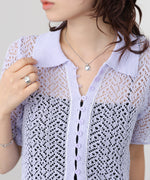 透かし編みニットカーディガン