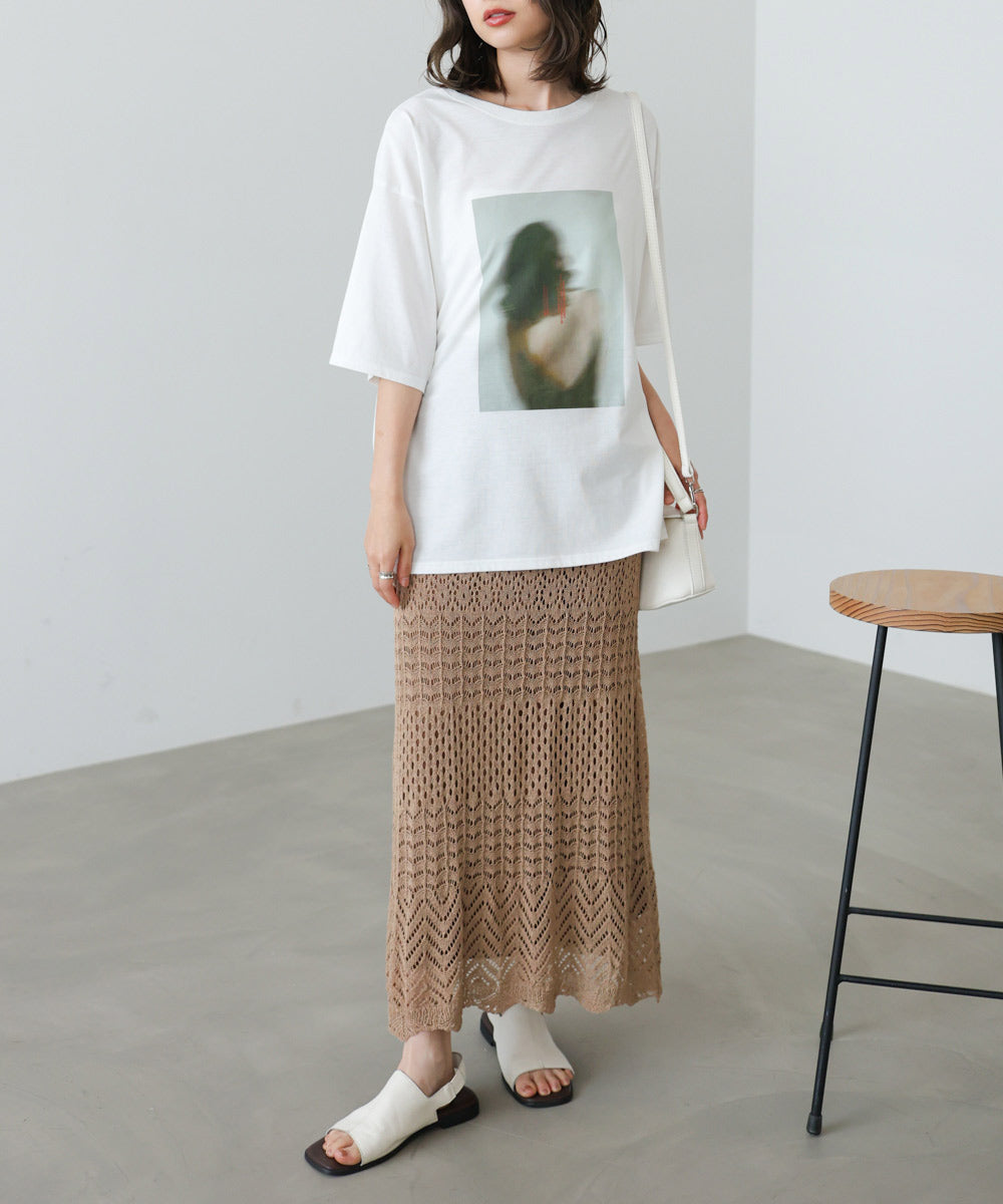 ミックスカギ編みスカート