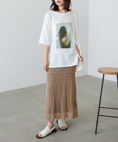 ミックスカギ編みスカート